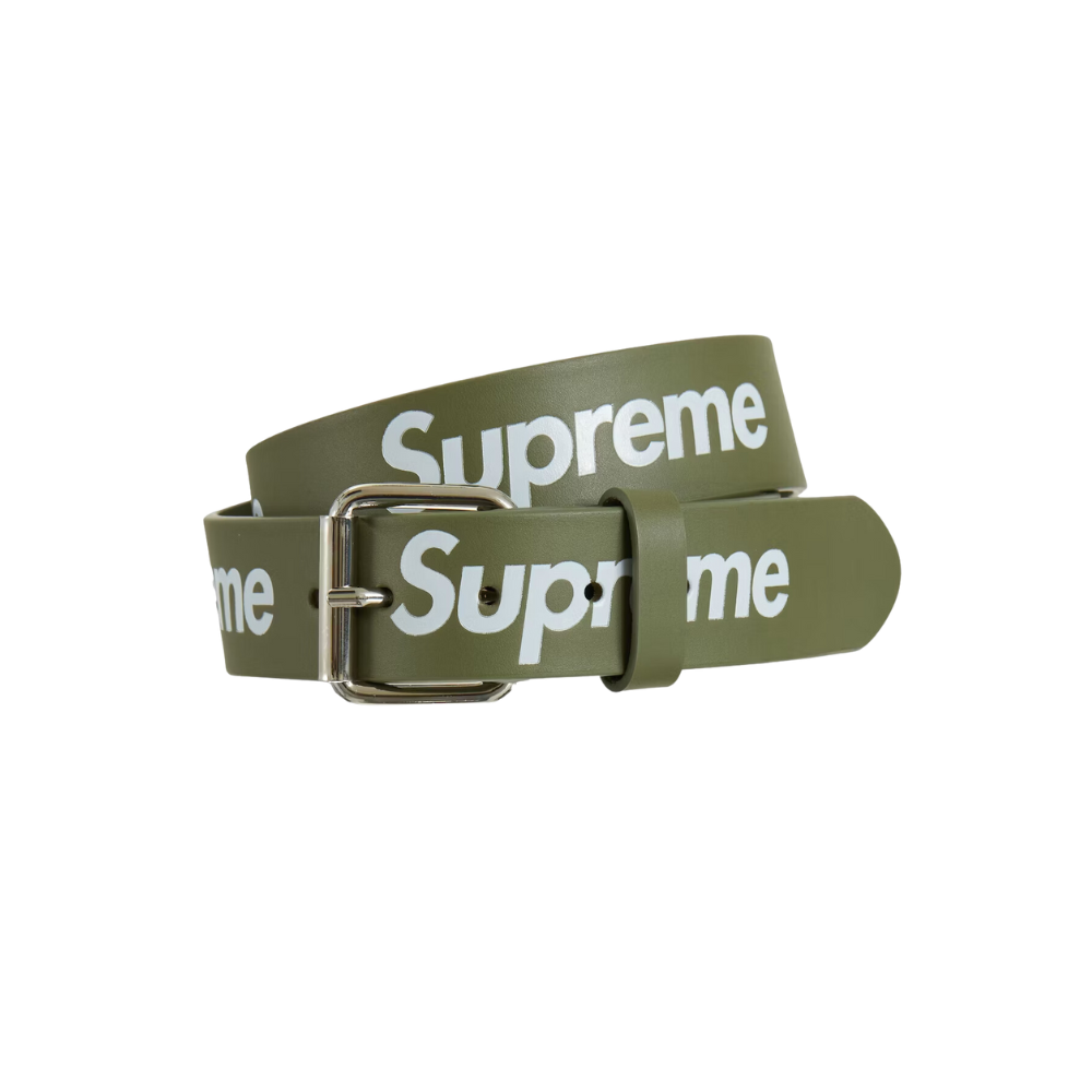 Supreme Repeat Leather Belt Olive