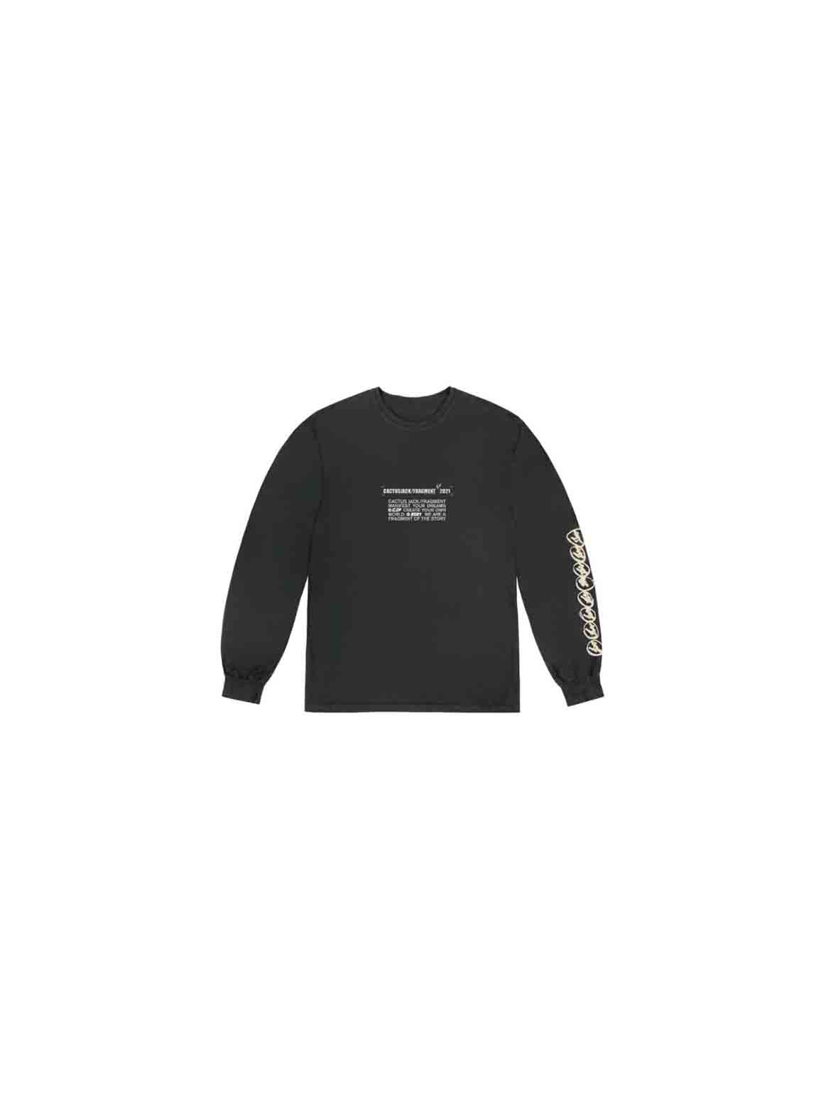 Travis Scott Cactus Jack For Fragment Logo L/S T-shirt Washed Black