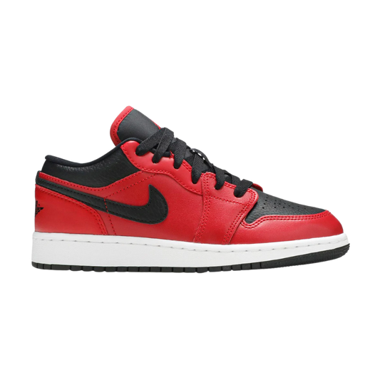 Jordan 1 Low Reverse Gym Red Black Pebbled Swoosh (GS)