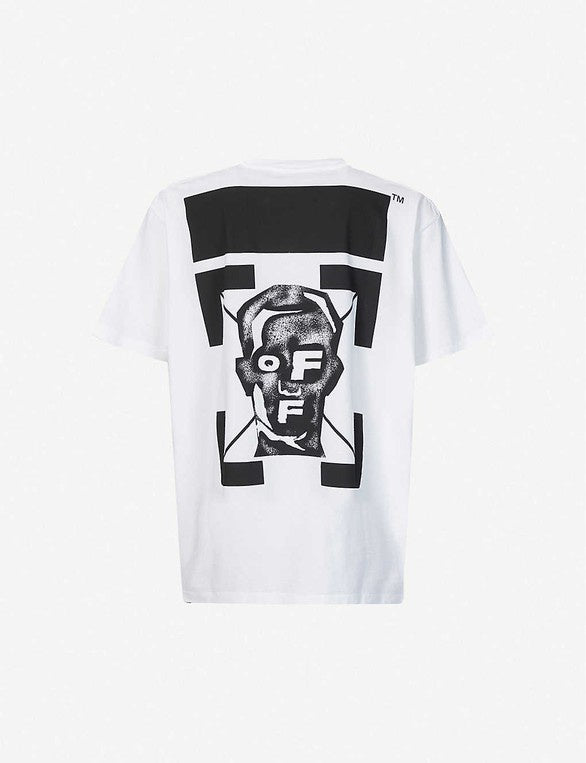 Off White Masked Face Oversized Tee - White